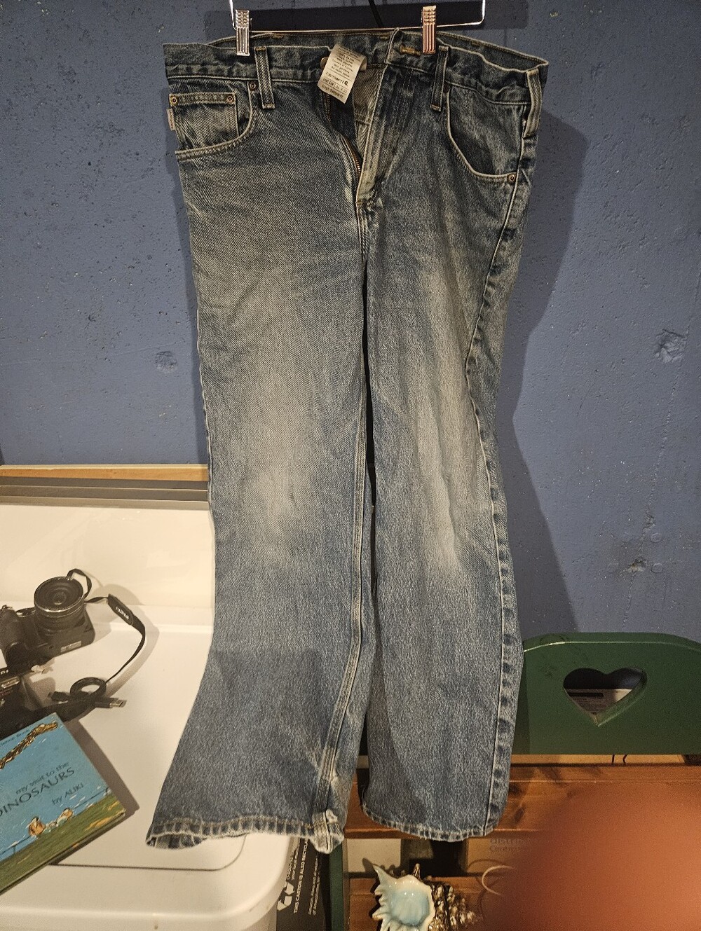 Carhartt B480 DPS Jeans Mens 36x32 Blue Traditional Fit Straight Denim Workwear